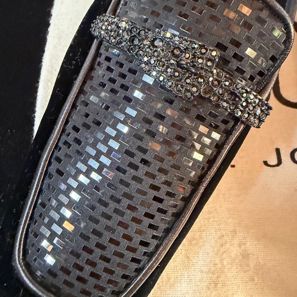 St. John Women Black velvet Sequin Slip-On Loafers - Picture 5 of 6